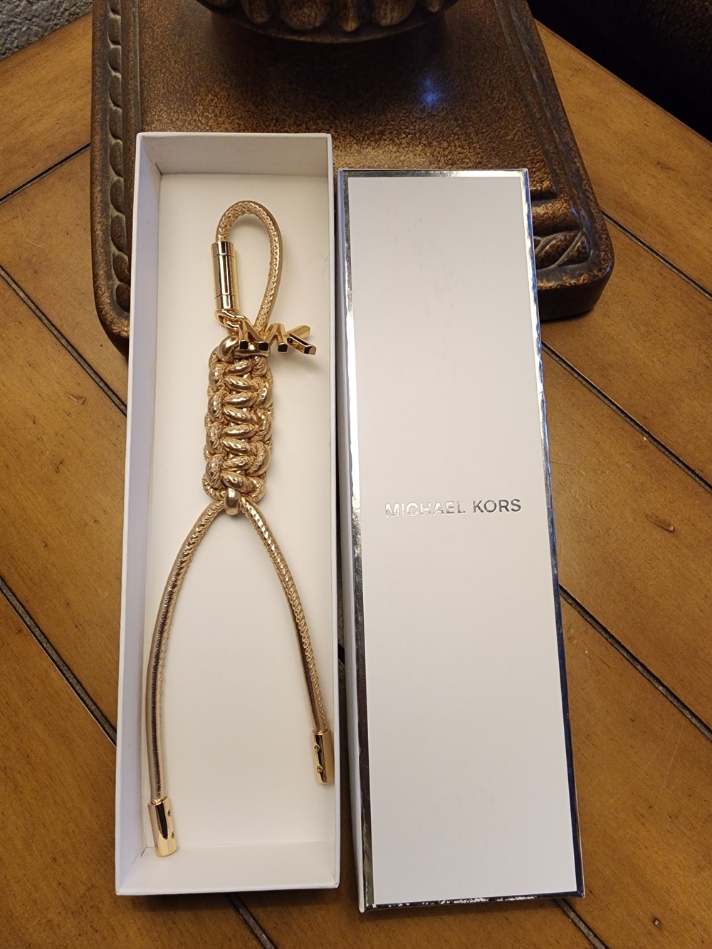 Michael Kors Gold Braided Rope Keychain Bag Charm